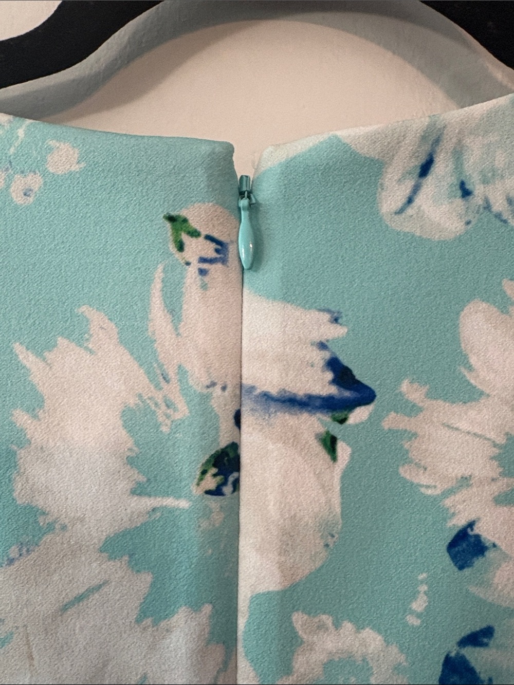 Calvin Klein Aqua and Navy Floral Midi Dress - Picture 4 of 4
